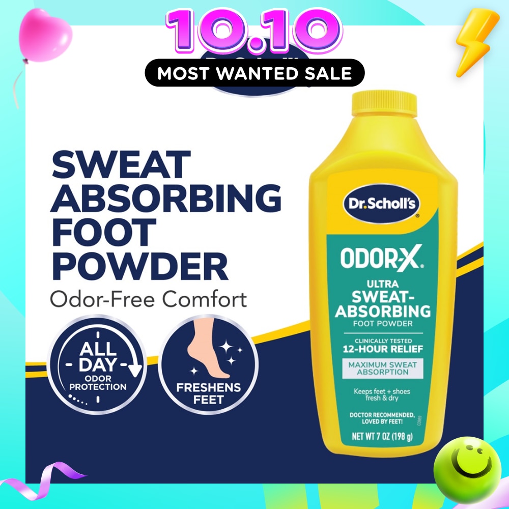Dr Scholl's Odorx Ultra Sweat Absorbing Foot Powder (Suitable For Sweaty Feet) 7oz image