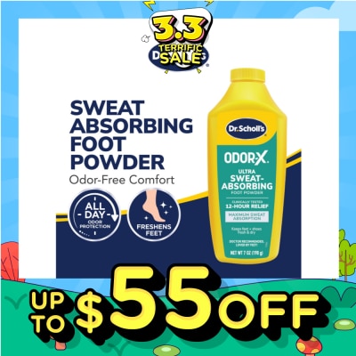 DR SCHOLL’S Dr Scholl's Odorx Ultra Sweat Absorbing Foot Powder (Suitable For Sweaty Feet) 7oz