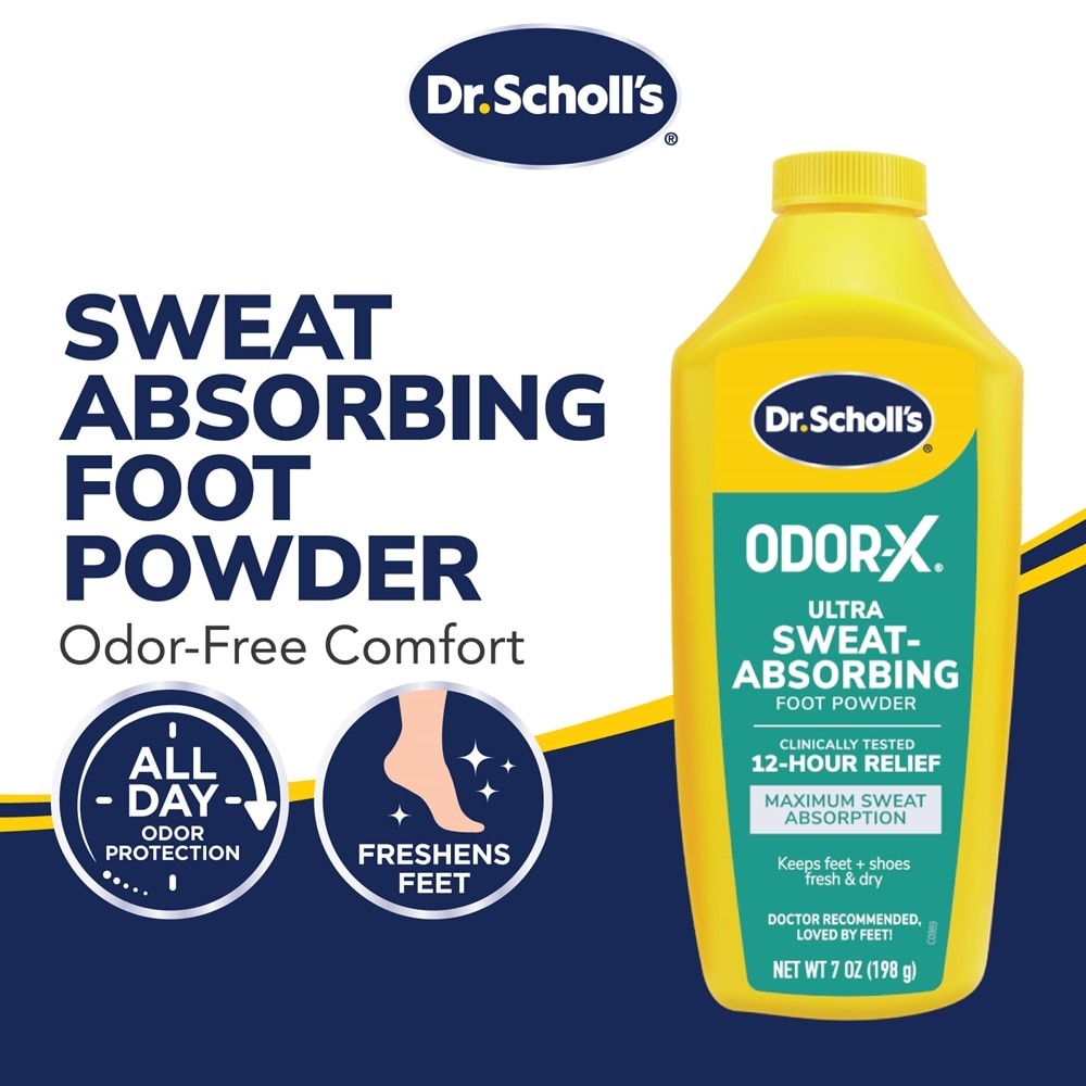 Dr Scholl's Odorx Ultra Sweat Absorbing Foot Powder (Suitable For Sweaty Feet) 7oz