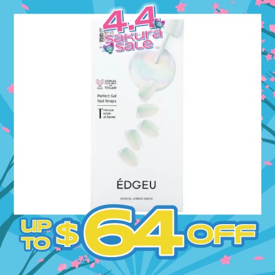 EDGEU - Real Gel Nail Strips (Ena813 Mirror White Silver) Ultra Glossy, Long Lasting Salon Quality 1s