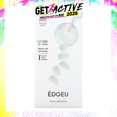 EDGEU - Real Gel Nail Strips (Ena813 Mirror White Silver) Ultra Glossy, Long Lasting Salon Quality 1s image