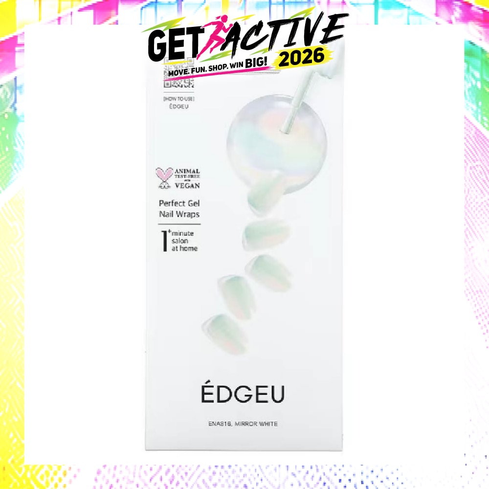 Real Gel Nail Strips (Ena813 Mirror White Silver) Ultra Glossy, Long Lasting Salon Quality 1s image