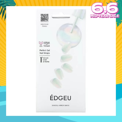 EDGEU Real Gel Nail Strips (Ena813 Mirror White Silver) Ultra Glossy, Long Lasting Salon Quality 1s