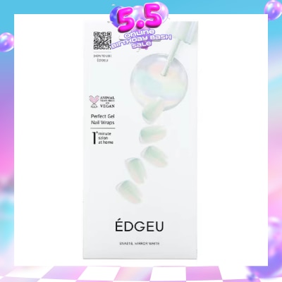 EDGEU - Real Gel Nail Strips (Ena813 Mirror White Silver) Ultra Glossy, Long Lasting Salon Quality 1s