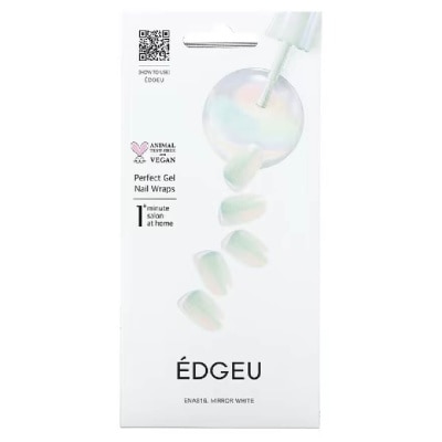 EDGEU Real Gel Nail Strips (Ena813 Mirror White Silver) Ultra Glossy, Long Lasting Salon Quality 1s