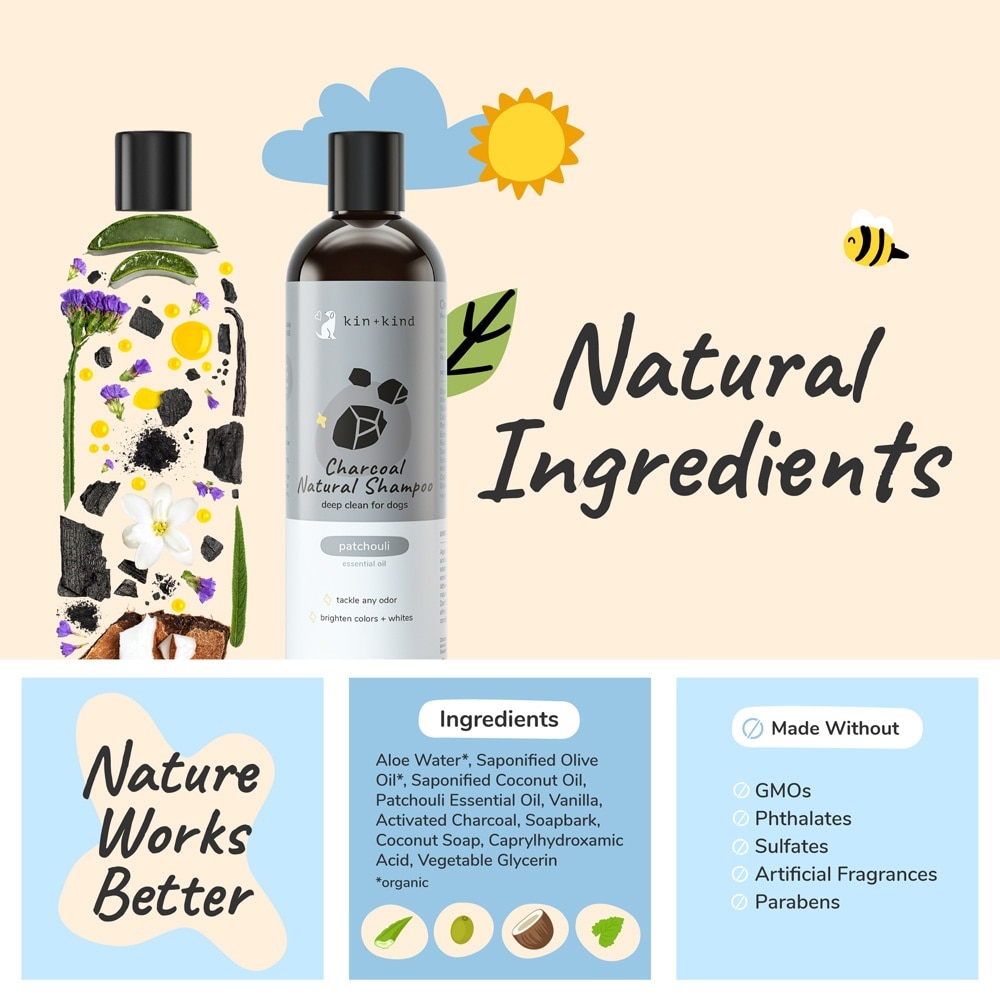 Charcoal Natural Shampoo for Dog Patchouli 354ml