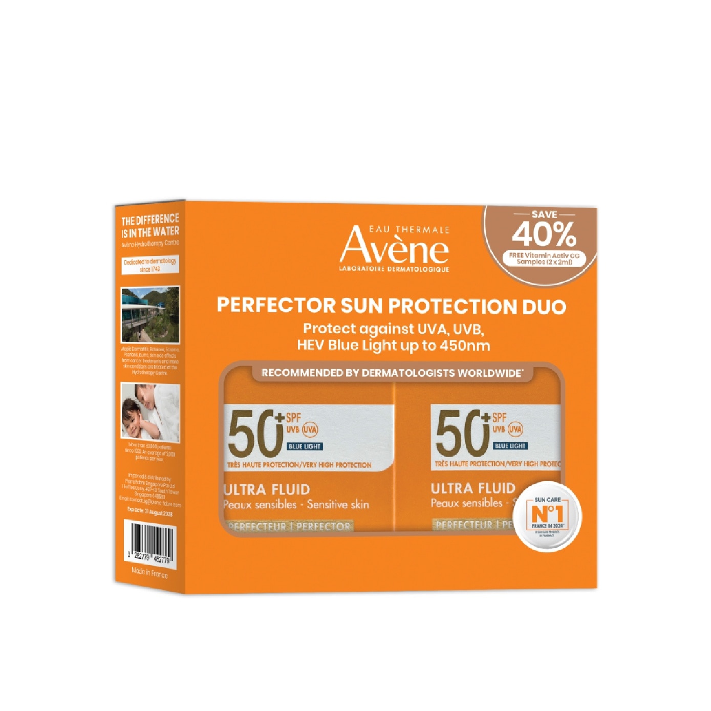 Ultra Fluid Perfector Sun Protection SPF50 Duo Packset consists 50ml x 2s with Free Vitamin Active CG Sample 2ml x 2s