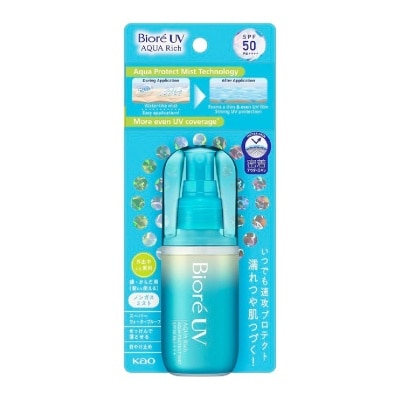 BIORE UV Aqua Rich Aqua Protect Mist SPF50 PA++++ Sunscreen (Suitable for Face & Body + Strong water resistance) 60ml