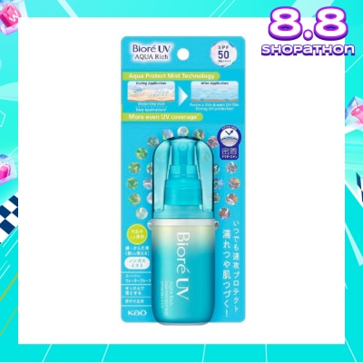 BIORE UV Aqua Rich Aqua Protect Mist SPF50 PA++++ Sunscreen (Suitable for Face & Body + Strong water resistance) 60ml
