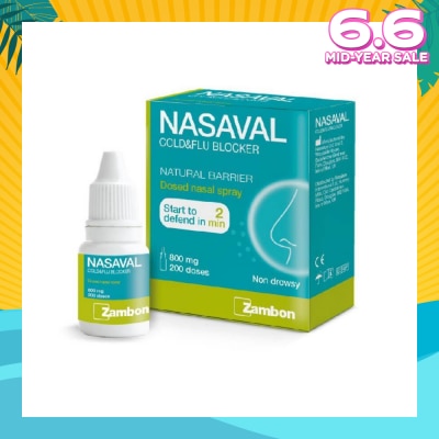 NASAVAL Cold And Flu Blocker Powder Nasal Spray 800 Mg, 200 Doses