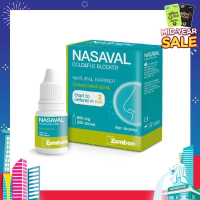 NASAVAL Cold And Flu Blocker Powder Nasal Spray 800 Mg, 200 Doses