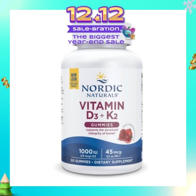 NORDIC NATURALS Vitamin D3 + K2 Gummies (Superior Support For The Health And Maintenance Of Normal Bones) 60s