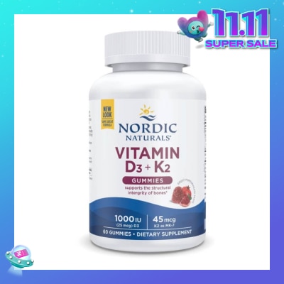 NORDIC NATURALS Vitamin D3 + K2 Gummies (Superior Support For The Health And Maintenance Of Normal Bones) 60s