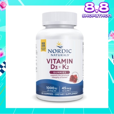 NORDIC NATURALS Vitamin D3 + K2 Gummies (Superior Support For The Health And Maintenance Of Normal Bones) 60s