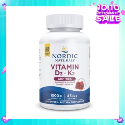 NORDIC NATURALS Vitamin D3 + K2 Gummies (Superior Support For The Health And Maintenance Of Normal Bones) 60s