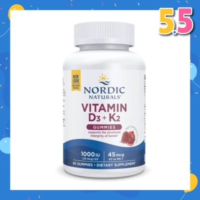 NORDIC NATURALS Vitamin D3 + K2 Gummies (Superior Support For The Health And Maintenance Of Normal Bones) 60s