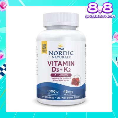 NORDIC NATURALS Vitamin D3 + K2 Gummies (Superior Support For The Health And Maintenance Of Normal Bones) 60s