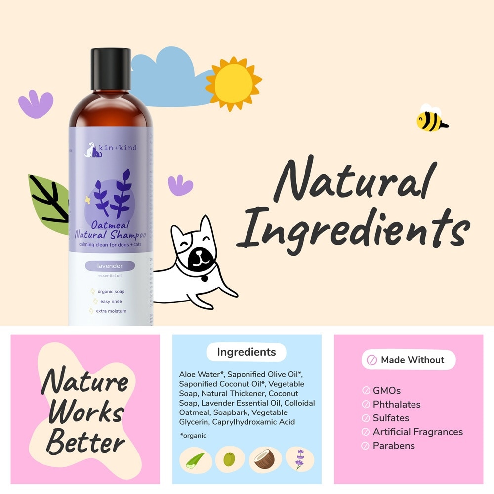 Oatmeal Natural Shampoo for Cat and Dog Lavender 354ml