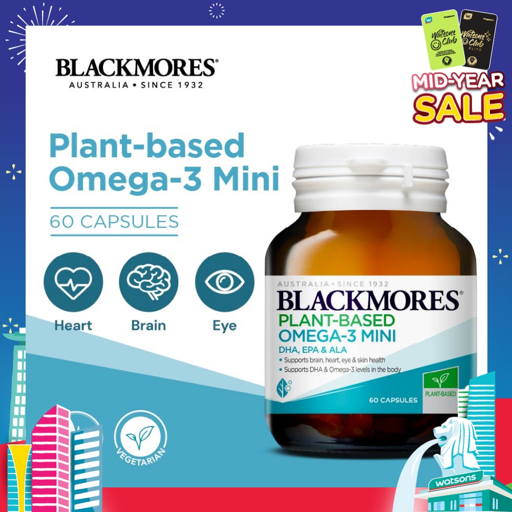 Plant-Based Omega-3 Mini DHA, EPA & ALA Capsule (To Support Brain, Heart, Eye, Skin Health, DHA & Omega-3 Levels In Body) 60s