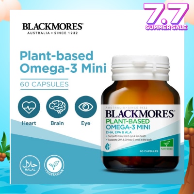BLACKMORES Plant-Based Omega-3 Mini DHA, EPA & ALA Capsule (To Support Brain, Heart, Eye, Skin Health, DHA & Omega-3 Levels In Body) 60s