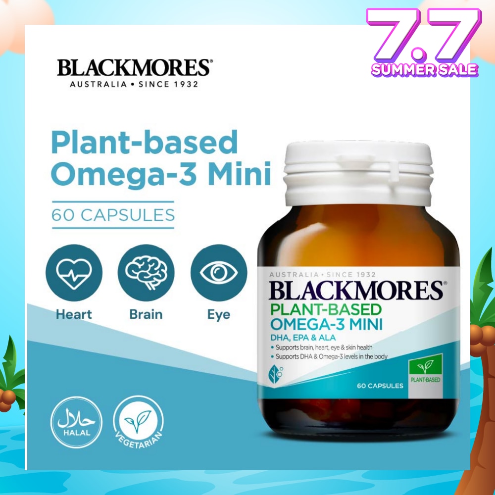Plant-Based Omega-3 Mini DHA, EPA & ALA Capsule (To Support Brain, Heart, Eye, Skin Health, DHA & Omega-3 Levels In Body) 60s