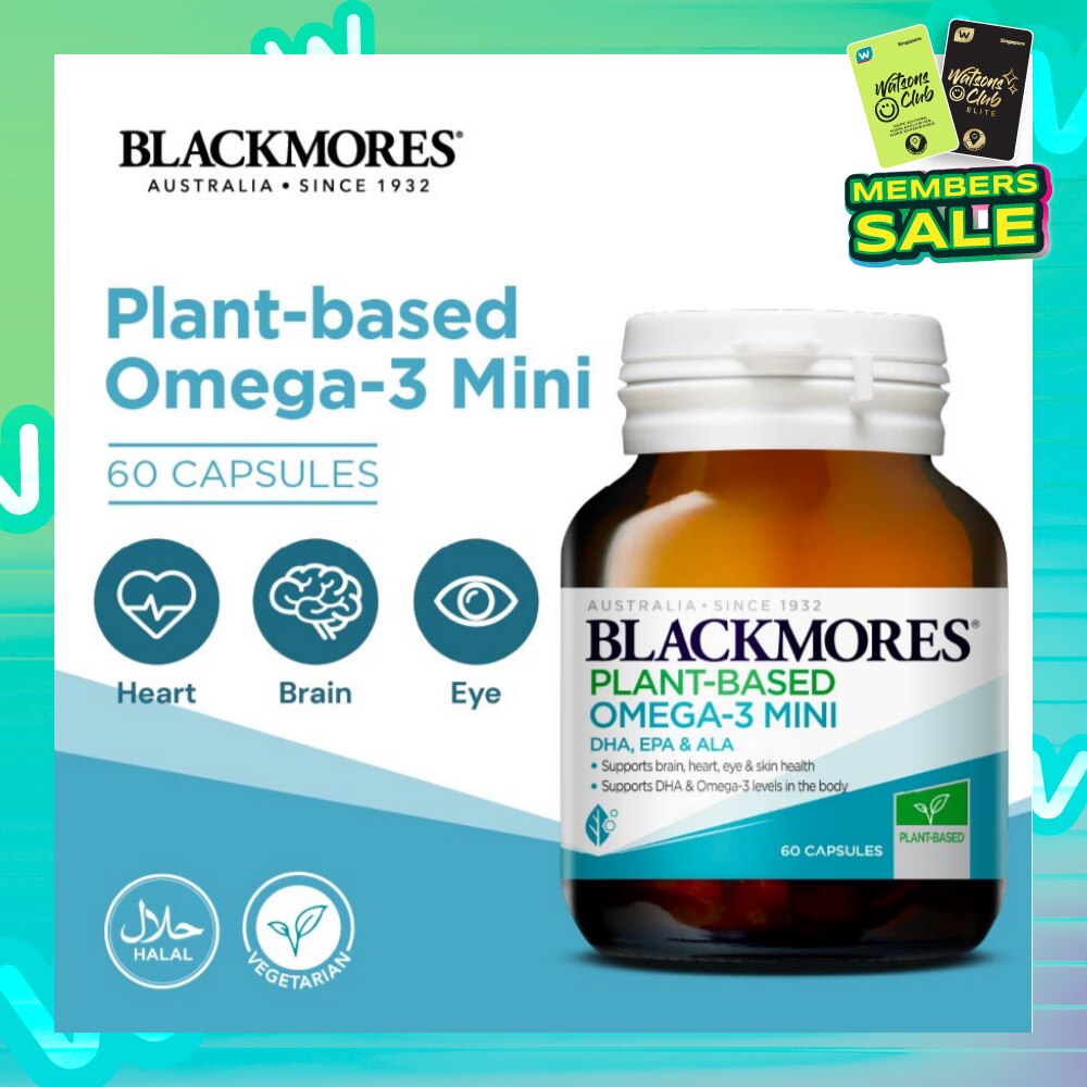 Plant-Based Omega-3 Mini DHA, EPA & ALA Capsule (To Support Brain, Heart, Eye, Skin Health, DHA & Omega-3 Levels In Body) 60s
