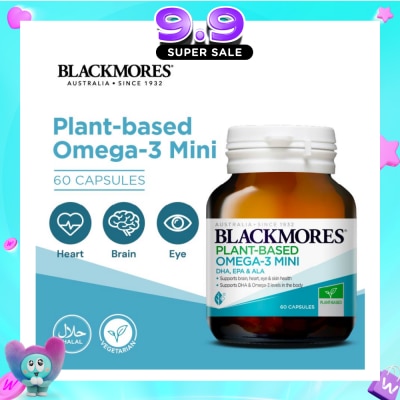 BLACKMORES - Plant-Based Omega-3 Mini DHA, EPA & ALA Capsule (To Support Brain, Heart, Eye, Skin Health, DHA & Omega-3 Levels In Body) 60s image
