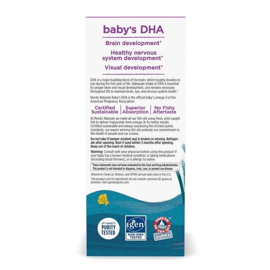 Baby's DHA Omega 3 with Vitamin D3 Drop (Artic Cod Supports Infant Brain & Visual Development) 60ml