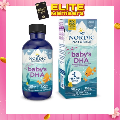 NORDIC NATURALS Baby's DHA Omega 3 with Vitamin D3 Drop (Artic Cod Supports Infant Brain & Visual Development) 60ml