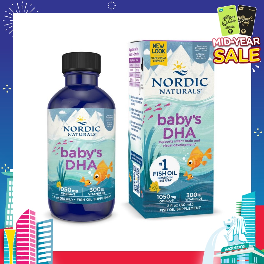 Baby's DHA Omega 3 with Vitamin D3 Drop (Artic Cod Supports Infant Brain & Visual Development) 60ml