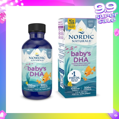 NORDIC NATURALS Baby's DHA Omega 3 with Vitamin D3 Drop (Artic Cod Supports Infant Brain & Visual Development) 60ml