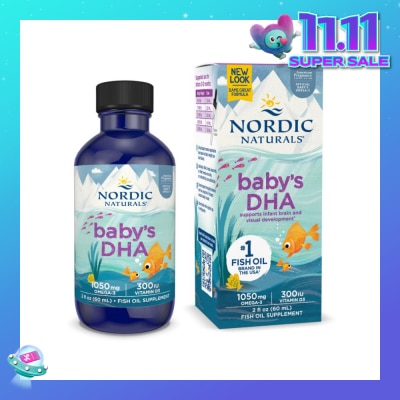 NORDIC NATURALS Baby's DHA Omega 3 with Vitamin D3 Drop (Artic Cod Supports Infant Brain & Visual Development) 60ml