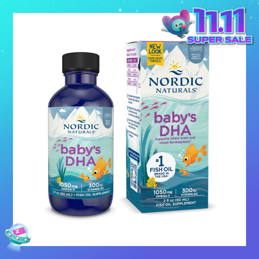 Baby's DHA Omega 3 with Vitamin D3 Drop (Artic Cod Supports Infant Brain & Visual Development) 60ml