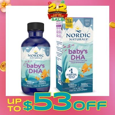 NORDIC NATURALS Baby's DHA Omega 3 with Vitamin D3 Drop (Artic Cod Supports Infant Brain & Visual Development) 60ml