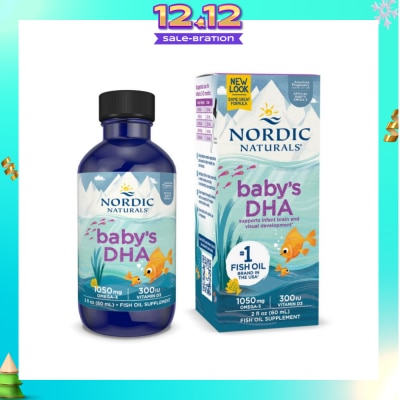 NORDIC NATURALS Baby's DHA Omega 3 with Vitamin D3 Drop (Artic Cod Supports Infant Brain & Visual Development) 60ml