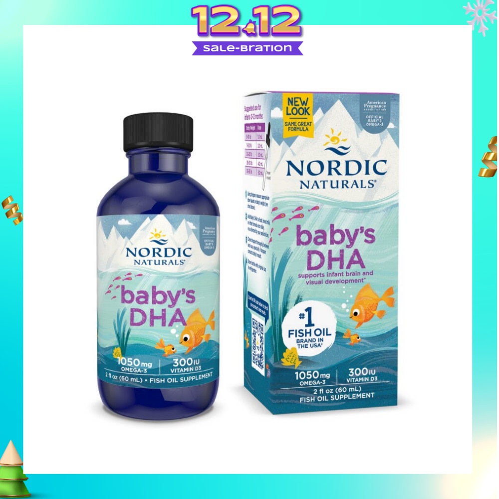 Baby's DHA Omega 3 with Vitamin D3 Drop (Artic Cod Supports Infant Brain & Visual Development) 60ml