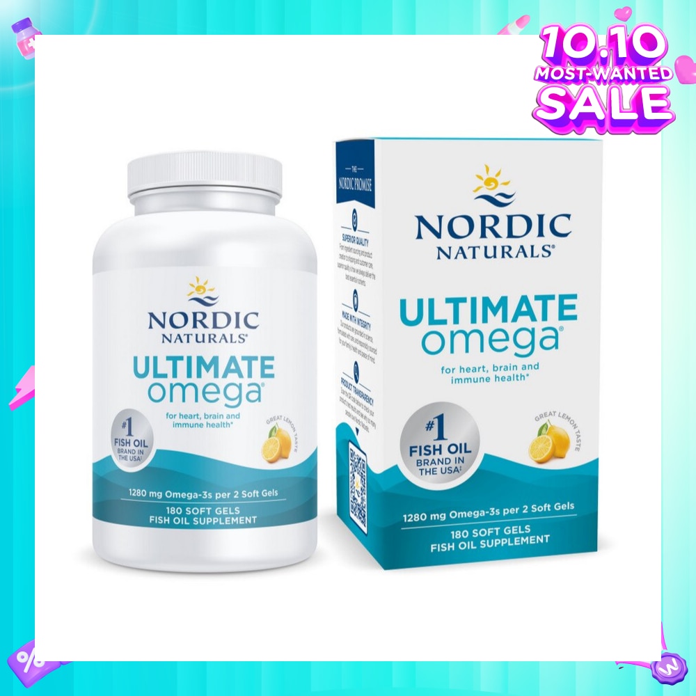Ultimate Omega Fish Oil Softgel Lemon Flavour 180s (Expiry: Feb`2026)