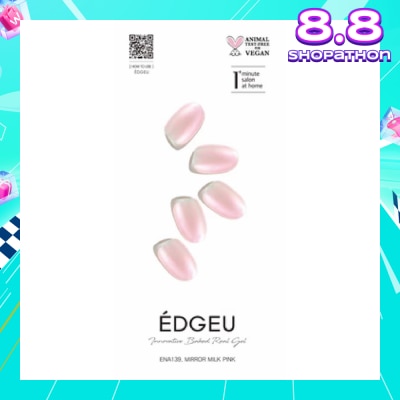 EDGEU Real Gel Nail Strips ENA139 Mirror Milk Pink 1s