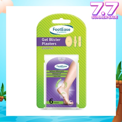FOOTEASE BY WATSONS Gel Blister Plasters Assorted (Relieves Blister Pain, Waterproof, Latex Free) 6s