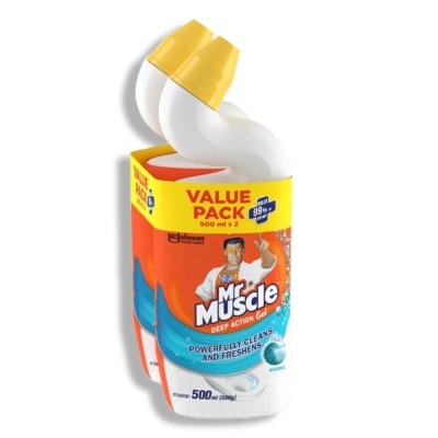 MR MUSCLE Toilet Cleaner (Marine) Kills 99.9% Of Germs 500ml X 2s