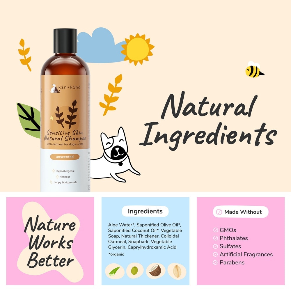 Sensitive Skin Natural Shampoo for Dog & Cat Unscented 354ml