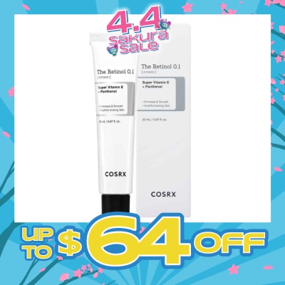 COSRX - The Retinol 0.1 Cream (Target For Fine Lines, Wrinkles, Moisture Loss, Acne, Breakouts And Loss Of Skin Elasticity) 20ml