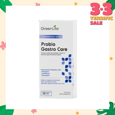 GREENLIFE Probio Gastro Care (Prebiotics And Postbiotics, Relieves Digestive Discomfort) 10s