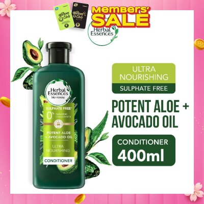 HERBAL ESSENCES Potent Aloe And Avocado Conditioner (1.5X More Nourishment) 400ml