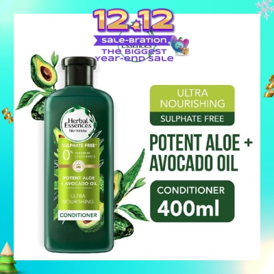 HERBAL ESSENCES Potent Aloe And Avocado Conditioner (1.5X More Nourishment) 400ml