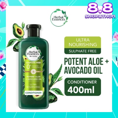 HERBAL ESSENCES Potent Aloe And Avocado Conditioner (1.5X More Nourishment) 400ml