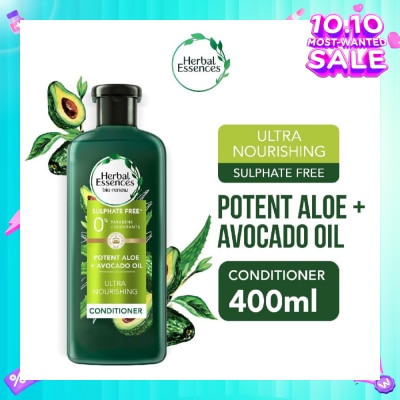 HERBAL ESSENCES Potent Aloe And Avocado Conditioner (1.5X More Nourishment) 400ml