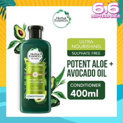 HERBAL ESSENCES Potent Aloe And Avocado Conditioner (1.5X More Nourishment) 400ml