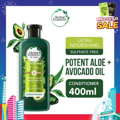 HERBAL ESSENCES Potent Aloe And Avocado Conditioner (1.5X More Nourishment) 400ml