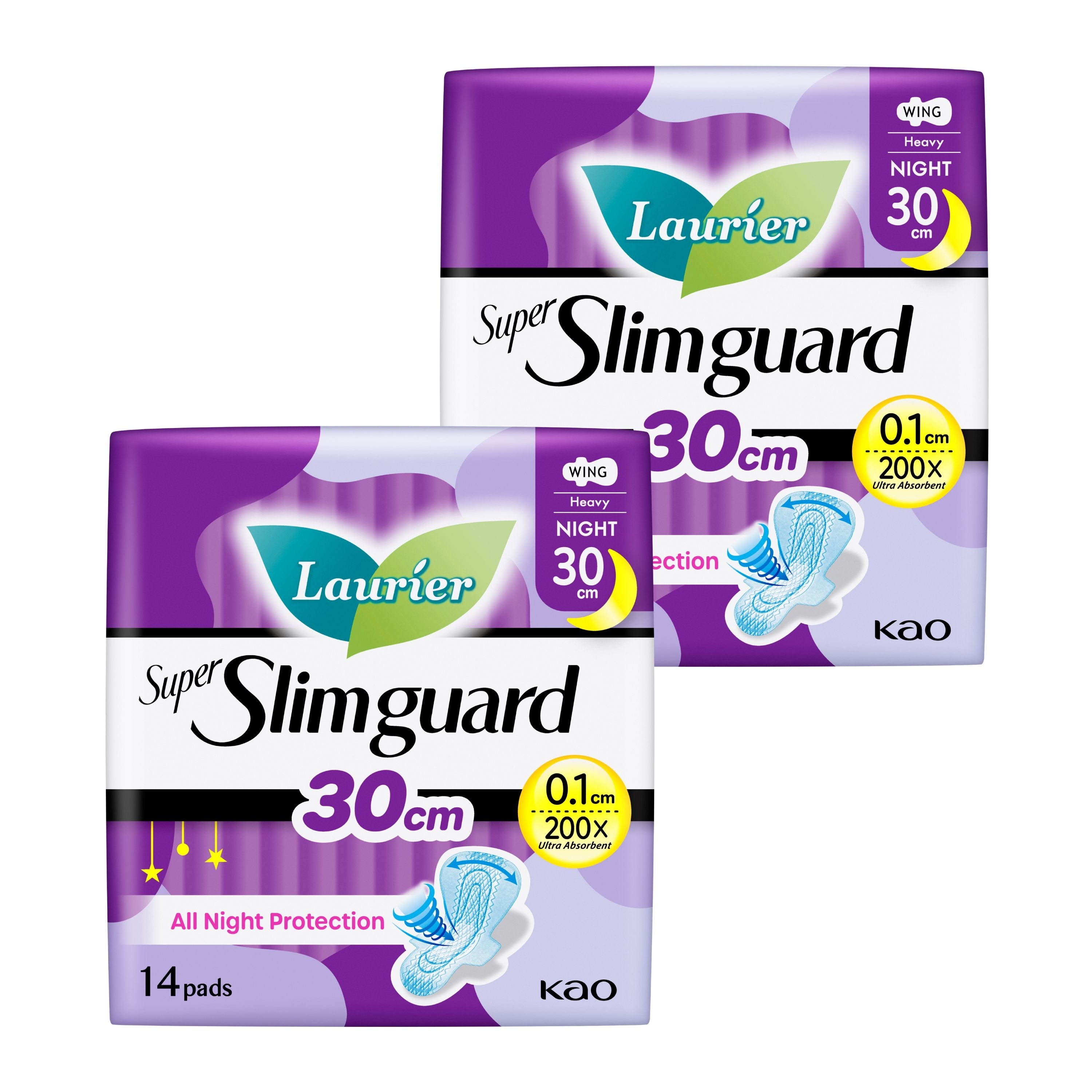 Super Slimguard Night Wing Sanitary Pad 30cm Twin Packset 14s x 2